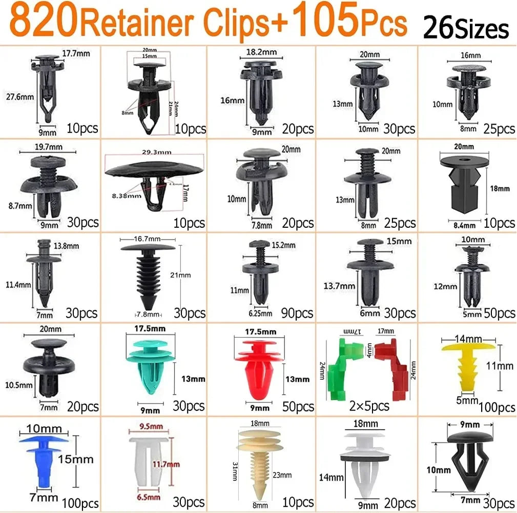 Kit de 100 à 925 clips de fixation moto – rivets à pression pour carenages