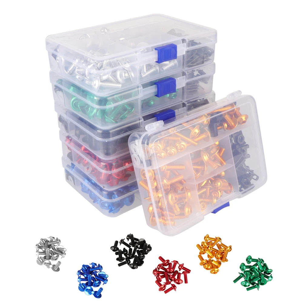 177pcs/box Screws Motorcycle Modification Accessories Windshield Cover Set Screws Aluminum Color Fairing Set Firmware Screws