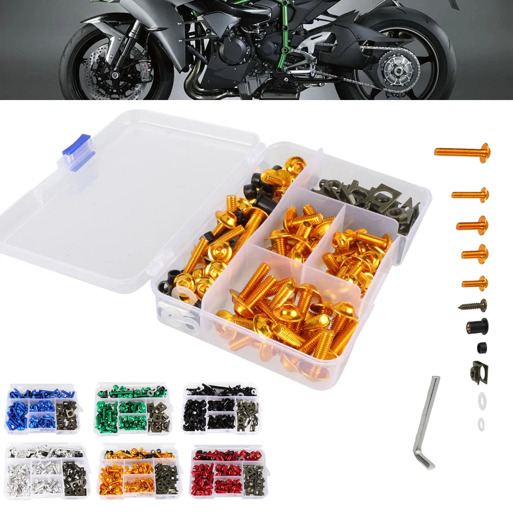 177pcs/box Screws Motorcycle Modification Accessories Windshield Cover Set Screws Aluminum Color Fairing Set Firmware Screws