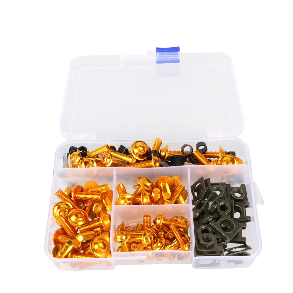 177pcs/box Screws Motorcycle Modification Accessories Windshield Cover Set Screws Aluminum Color Fairing Set Firmware Screws