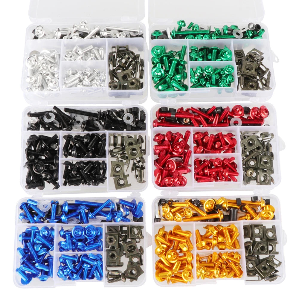 177pcs/box Screws Motorcycle Modification Accessories Windshield Cover Set Screws Aluminum Color Fairing Set Firmware Screws