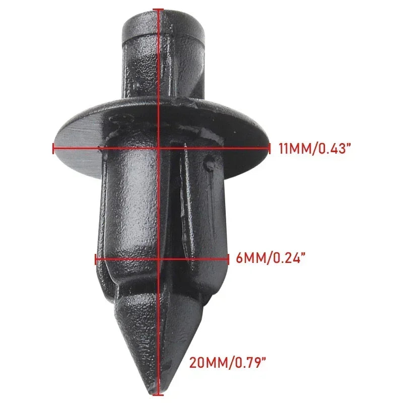 Lot de clips rivets noirs de 6 mm pour fixation de carénage